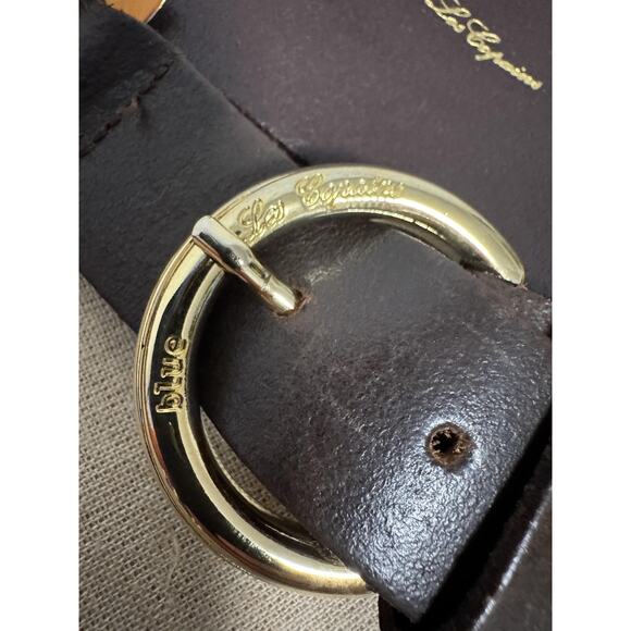 Blue Les Copains Belt Womens One Size Wide Leather Gold Fleur-de-Lis Made Italy main image 10